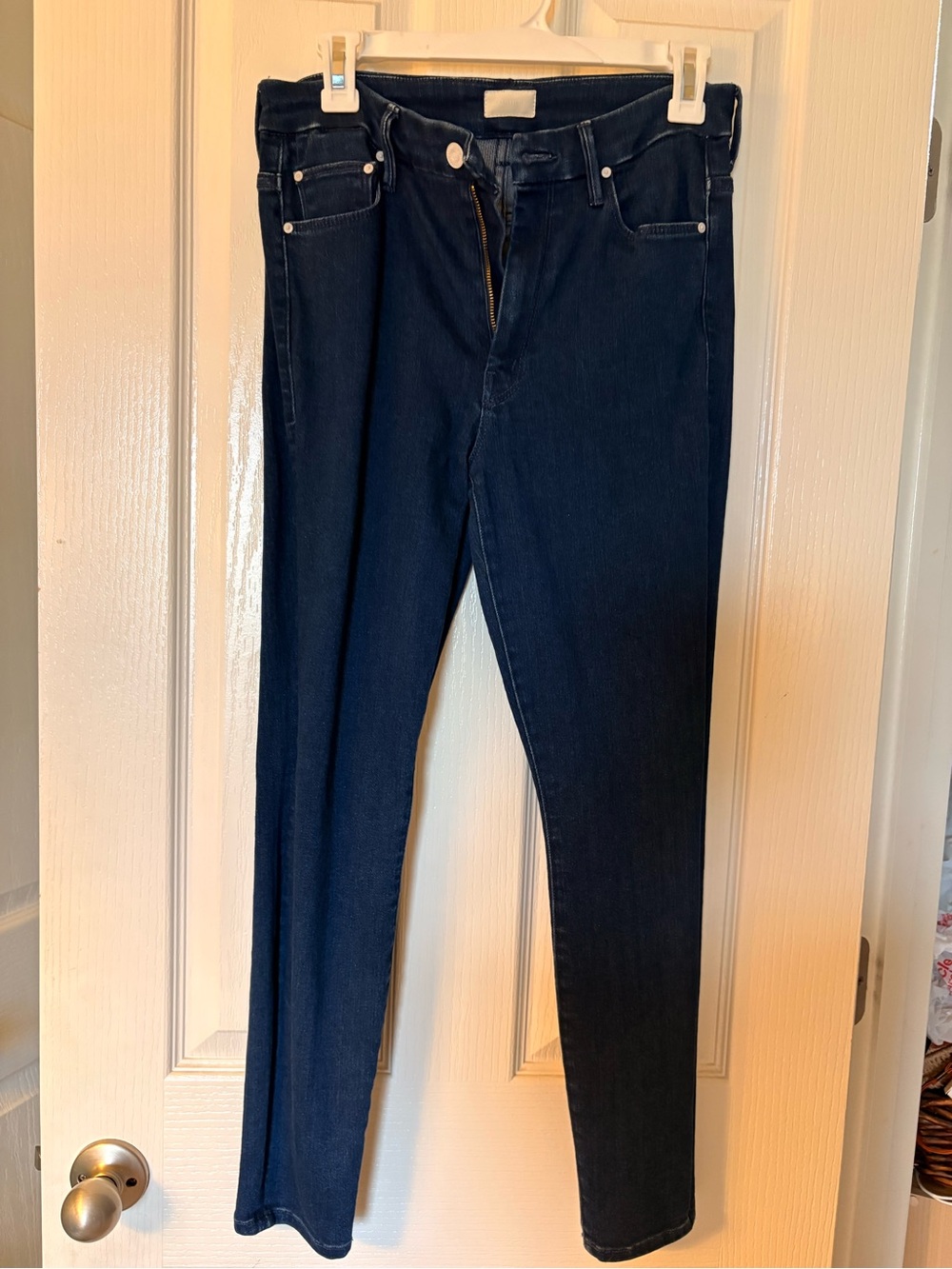 MOTHER Navy High-Rise Skinny Jeans